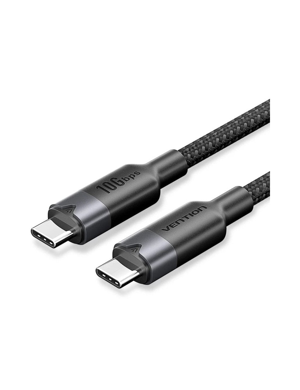 Cable USB 3.2 Tipo-C 5A Vention TRGBD/ USB Tipo-C Macho - USB Tipo-C Macho/ Hasta 100W/ 10Gbps/ 50cm/ Negro