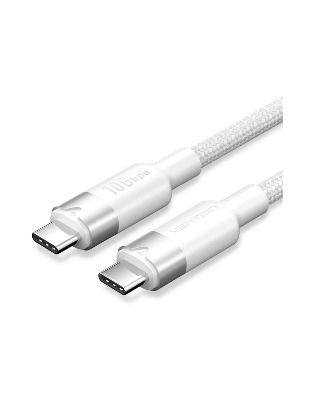 Cable USB 3.2 Tipo-C 5A Vention TRGWD/ USB Tipo-C Macho - USB Tipo-C Macho/ Hasta 100W/ 10Gbps/ 50cm/ Blanco
