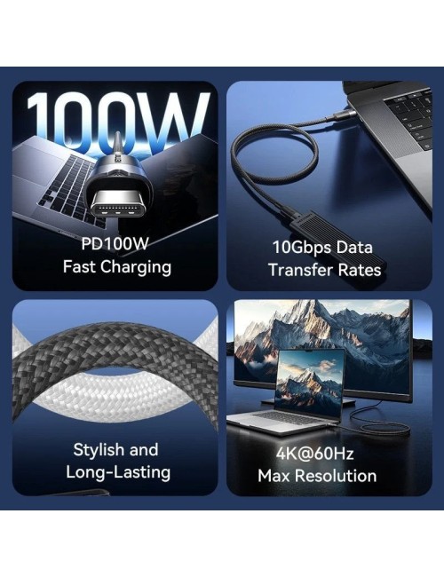 Cable USB 3.2 Tipo-C 5A Vention TRGWD/ USB Tipo-C Macho - USB Tipo-C Macho/ Hasta 100W/ 10Gbps/ 50cm/ Blanco