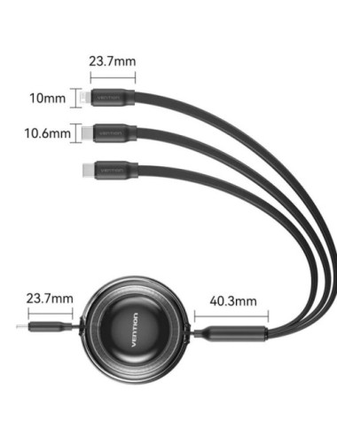 Cable USB Tipo-C 2.0 5A Vention TRKVBE/ USB Tipo-C Macho - 3x USB Tipo-C Macho/ Hasta 100W/ 480Mbps/ 1.1m/ Morado