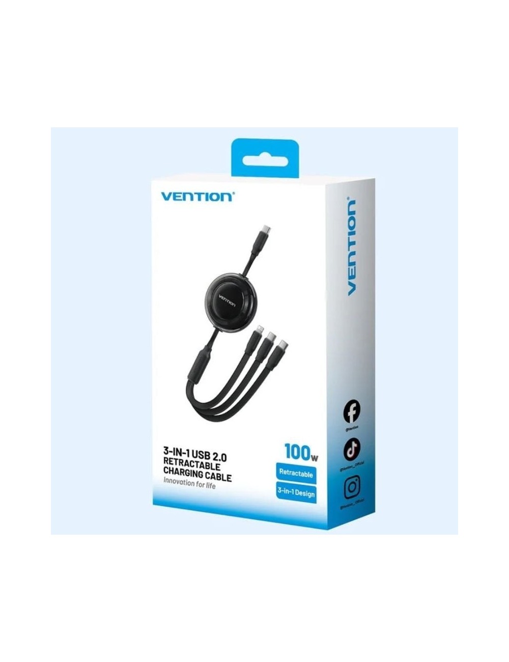Cable USB Tipo-C 2.0 5A Vention TRKVBE/ USB Tipo-C Macho - 3x USB Tipo-C Macho/ Hasta 100W/ 480Mbps/ 1.1m/ Morado