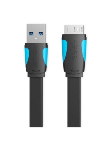 Cable USB 3.0 Vention VAS-A12-B025/ MicroUSB Macho - USB Macho/ 10W/ 5Gbps/ 25cm/ Azul y Negro