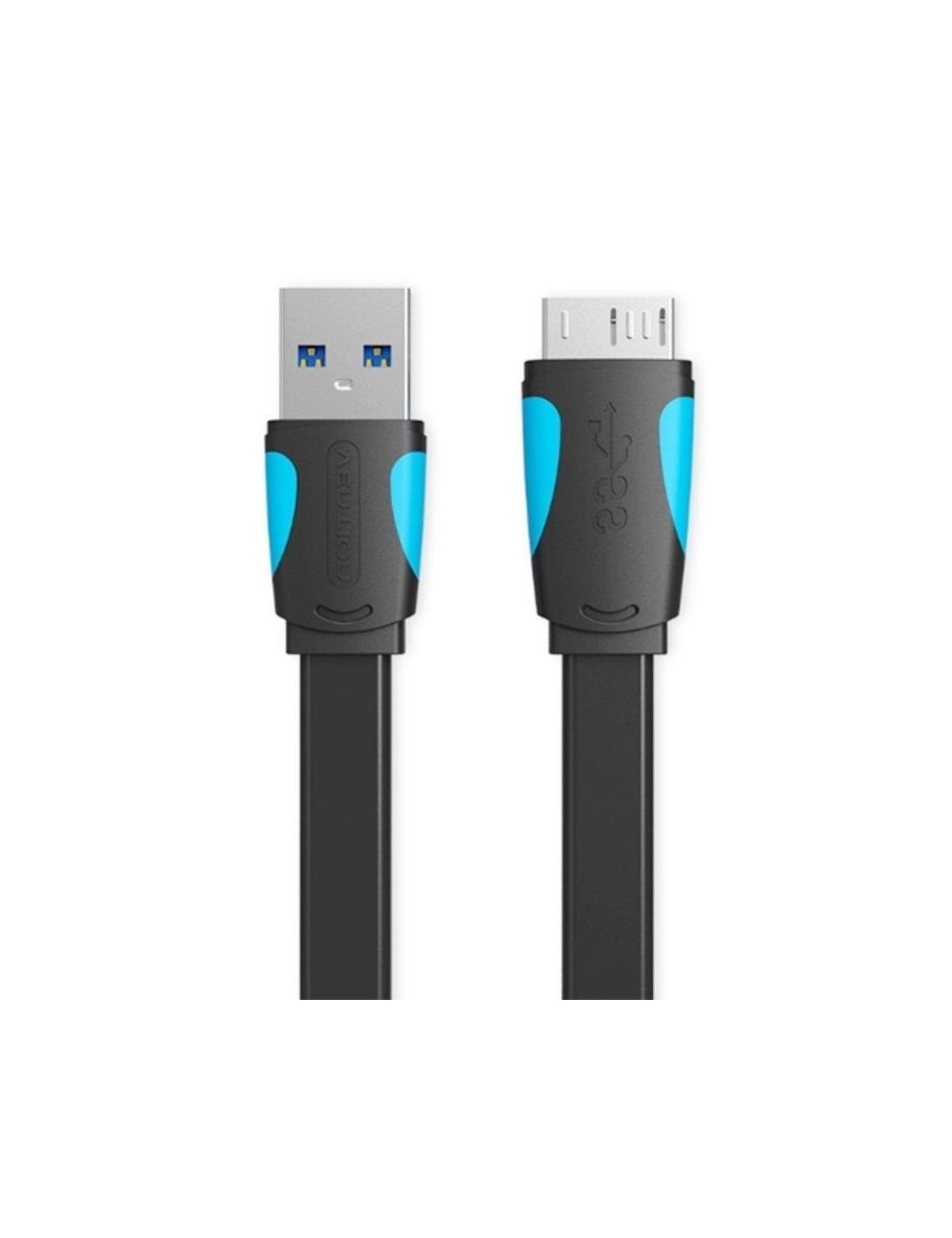 Cable USB 3.0 Vention VAS-A12-B025/ MicroUSB Macho - USB Macho/ 10W/ 5Gbps/ 25cm/ Azul y Negro