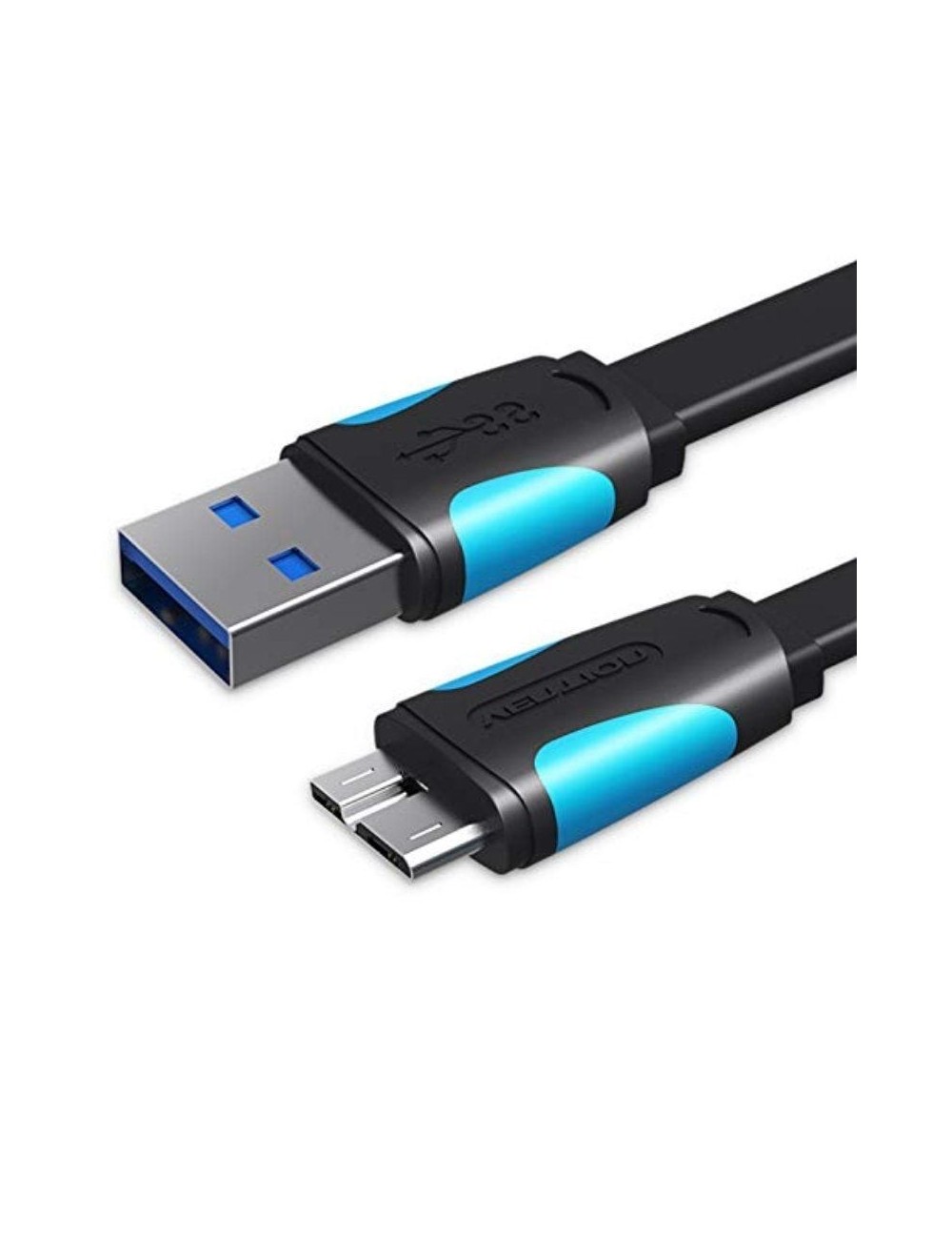 Cable USB 3.0 Vention VAS-A12-B050/ MicroUSB Macho - USB Macho/ 10W/ 5Gbps/ 50cm/ Azul y Negro