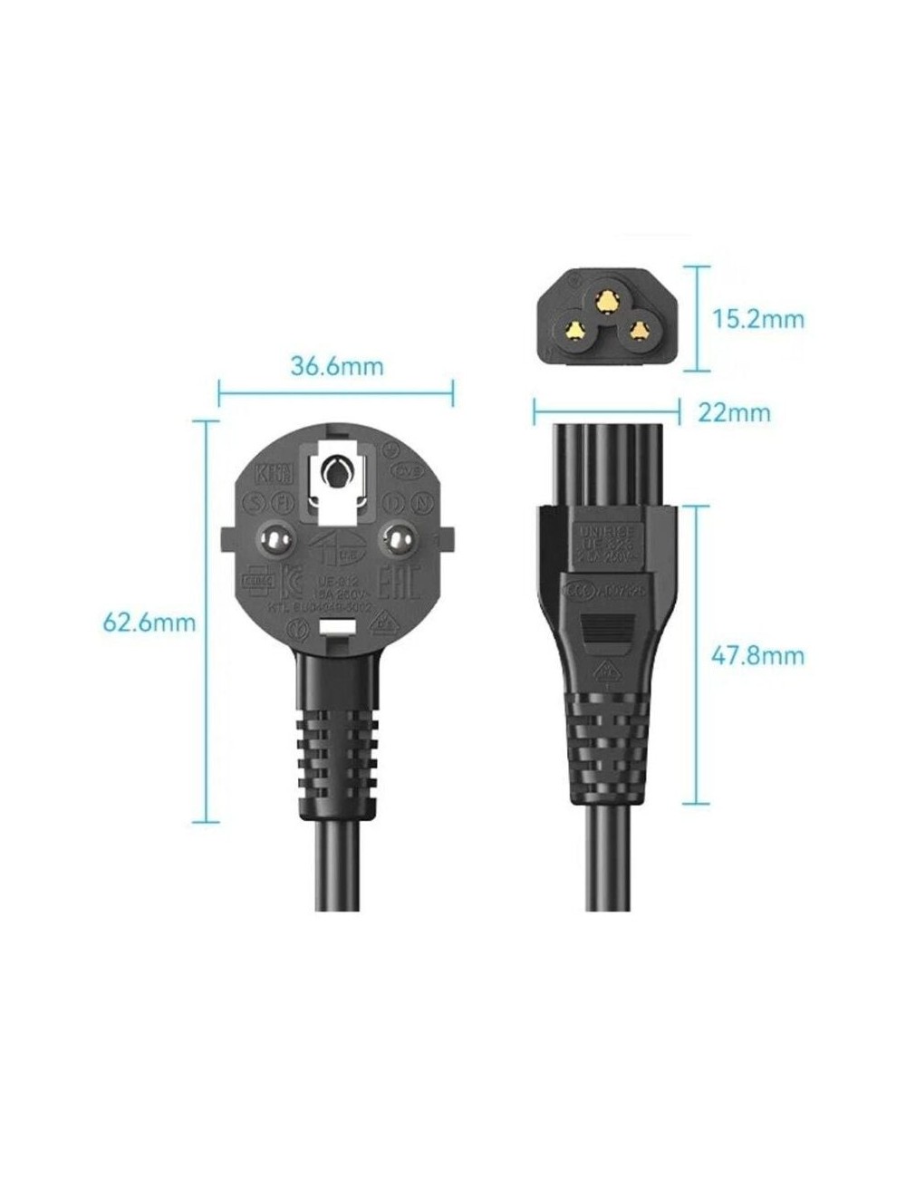 Cable de Alimentación Vention ZCKBAC/ IEC C5 Hembra - CEE7 Macho/ 1.8m/ Negro