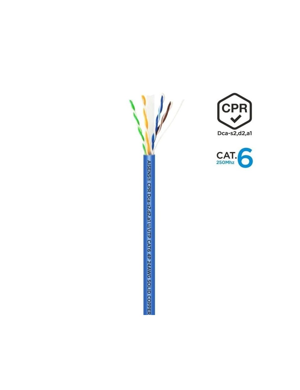 Bobina de Cable RJ45 UTP AWG24 LSZH CPR Dca Aisens A135-0662 Cat.6/ 100m/ Azul