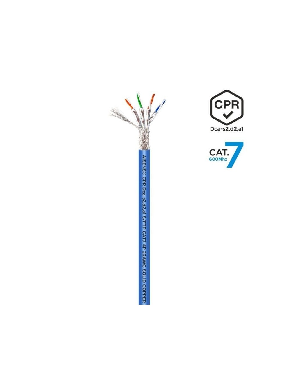 Bobina de Cable RJ45 SFTP AWG23 LSZH CPR Dca Aisens A146-0664 Cat.7/ 100m/ Azul