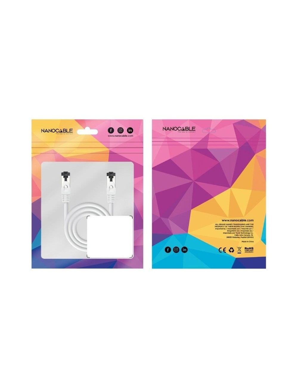Cable de Red RJ45 SSTP Nanocable 10.20.2001-W Cat.8.1/ 1m/ Blanco
