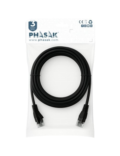 Cable de Red RJ45 UTP Phasak PHK 1752 Cat.6/ 25cm/ Negro