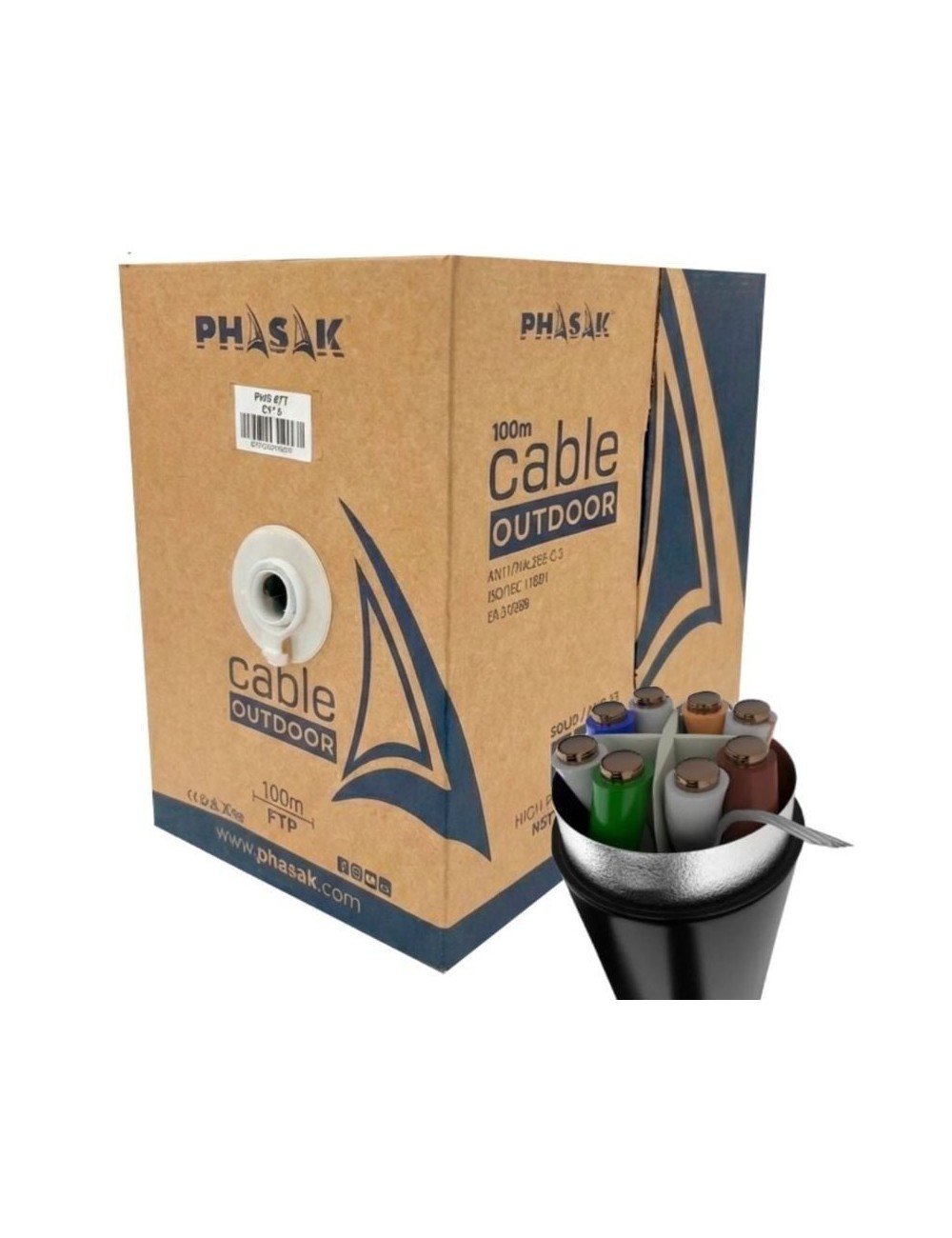 Bobina de Cable RJ45 FTP Phasak PHR 671 Cat.6/ 100m