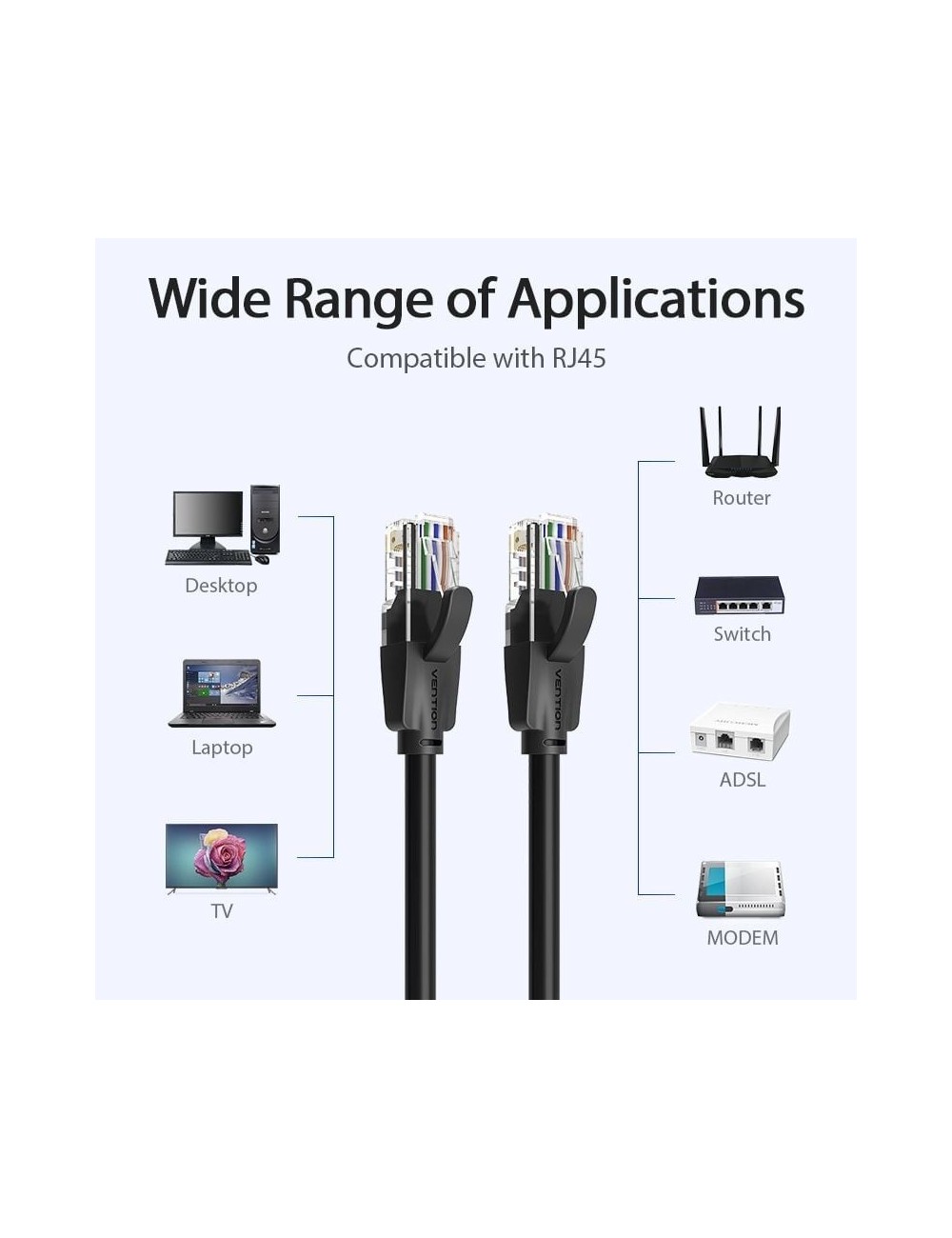 Cable de Red RJ45 UTP Vention IBEBG Cat.6/ 1.5m/ Negro