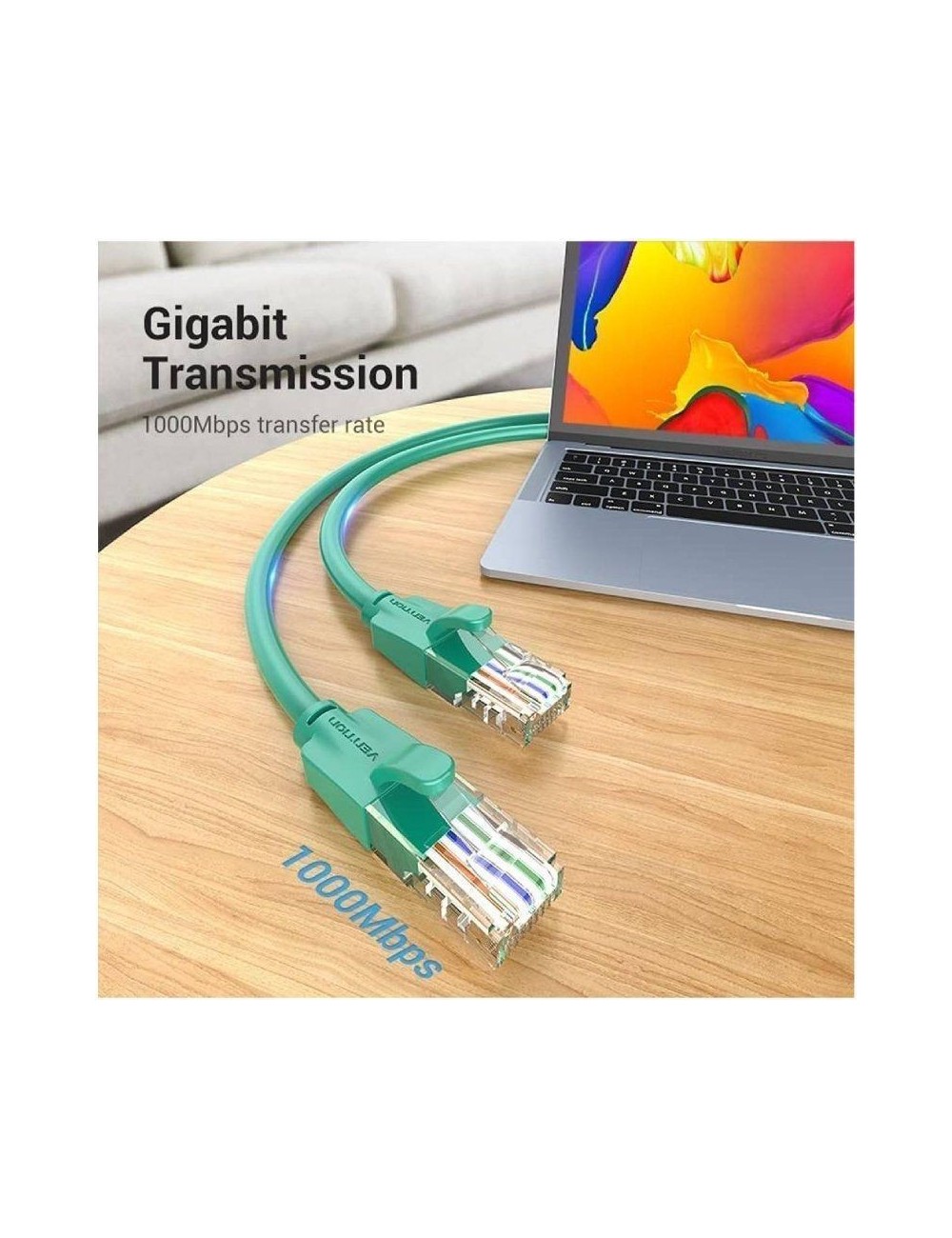 Cable de Red RJ45 UTP Vention IBEGH Cat.6/ 2m/ Verde