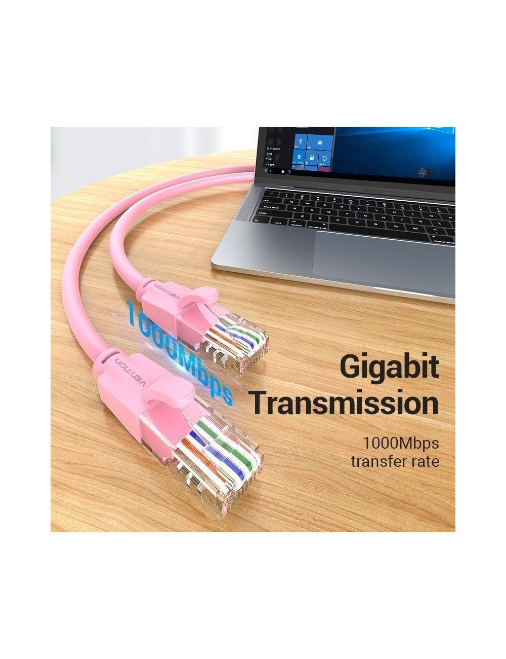Cable de Red RJ45 UTP Vention IBEPH Cat.6/ 2m/ Rosa