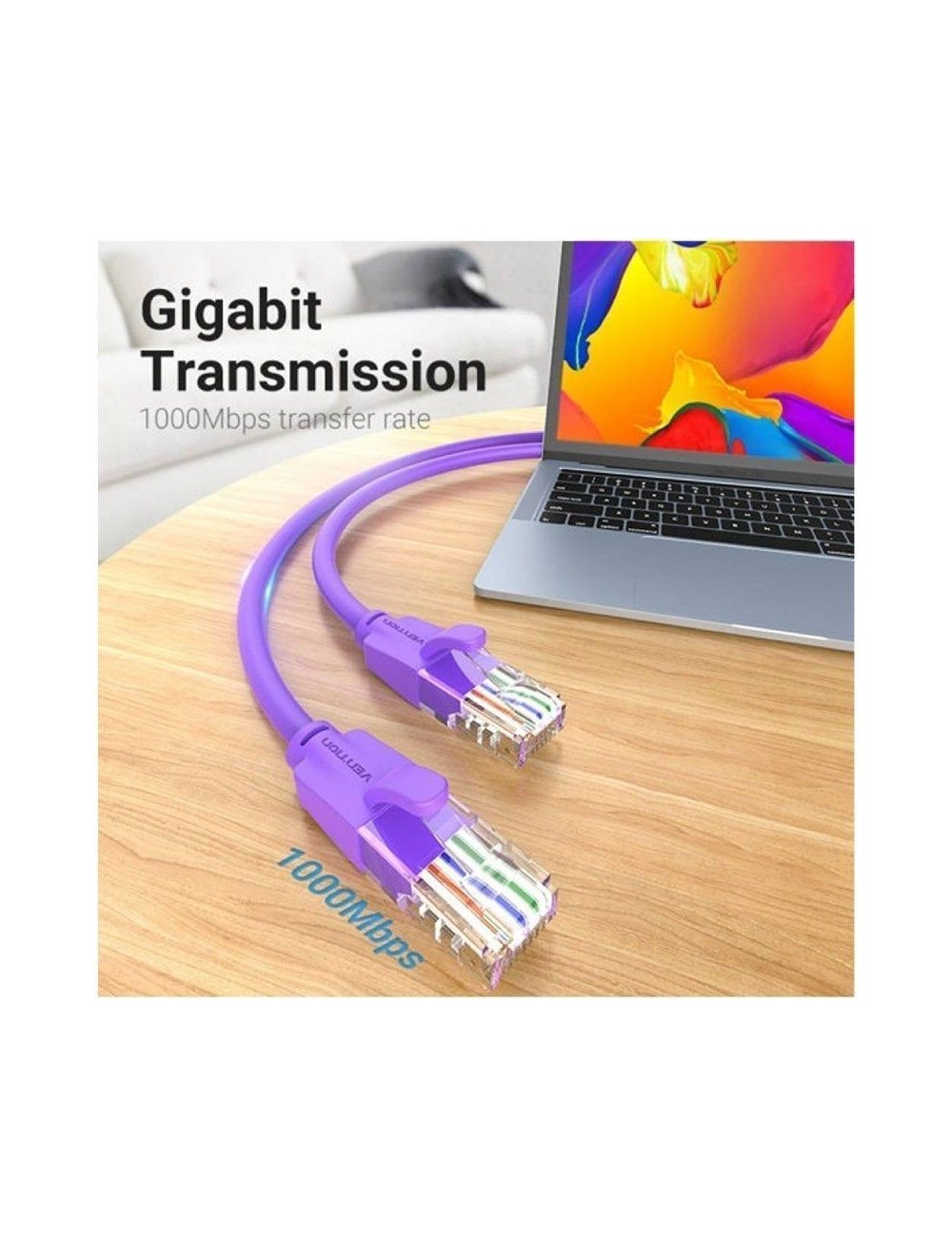 Cable de Red RJ45 UTP Vention IBEVH Cat.6/ 2m/ Morado