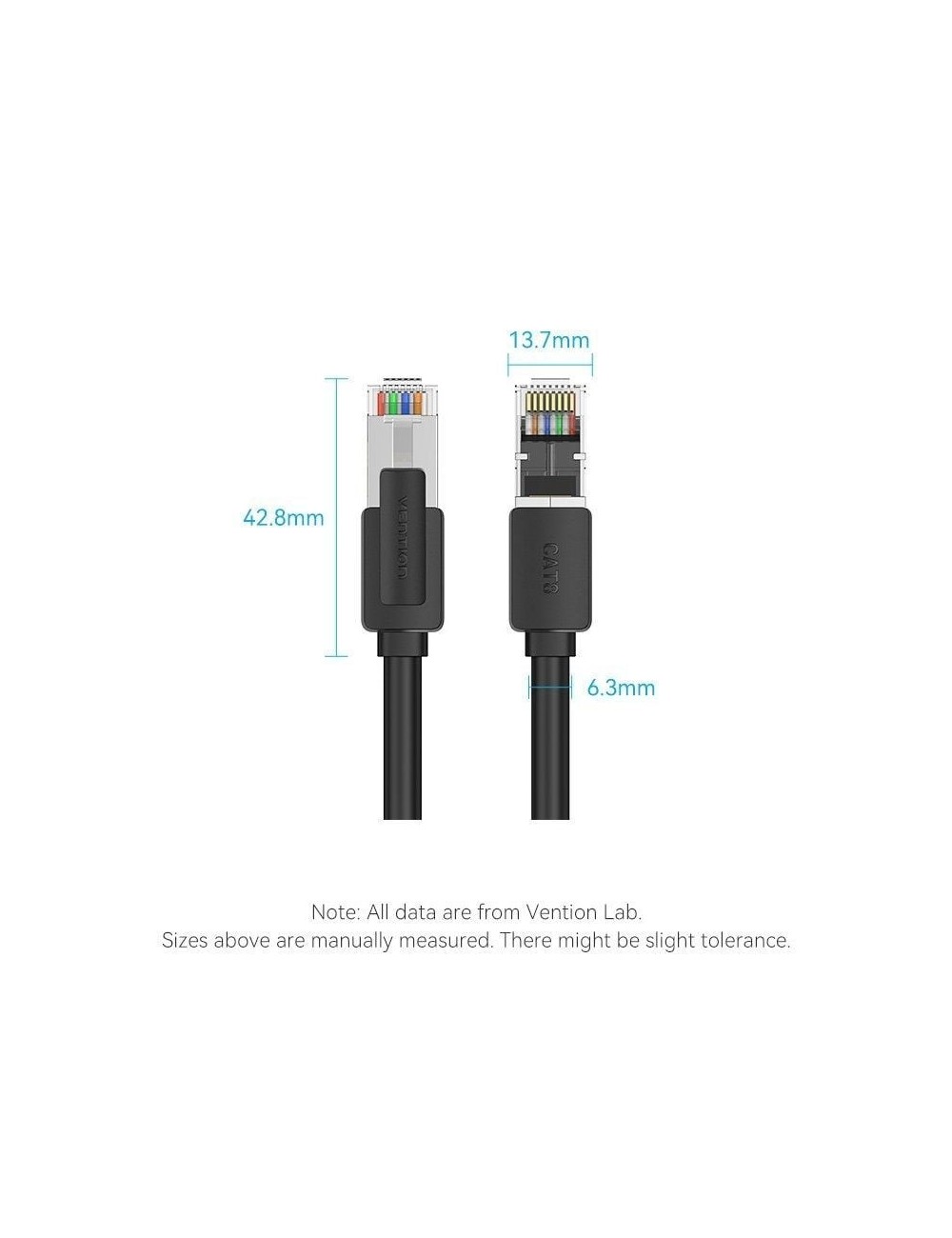 Cable de Red RJ45 UTP 26AWG Vention IKKBJ Cat.8/ Gaming/ 5m/ Negro