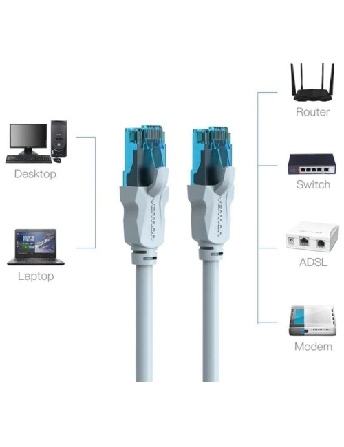 Cable de Red RJ45 UTP Vention VAP-A10-S200 Cat.5e/ 2m/ Azul y Negro