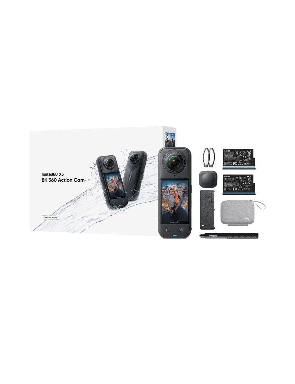 Cámara Digital Deportiva Insta360 X5 Essecial Kit/ 8K/ Ángulo de visión 360º/ Negra