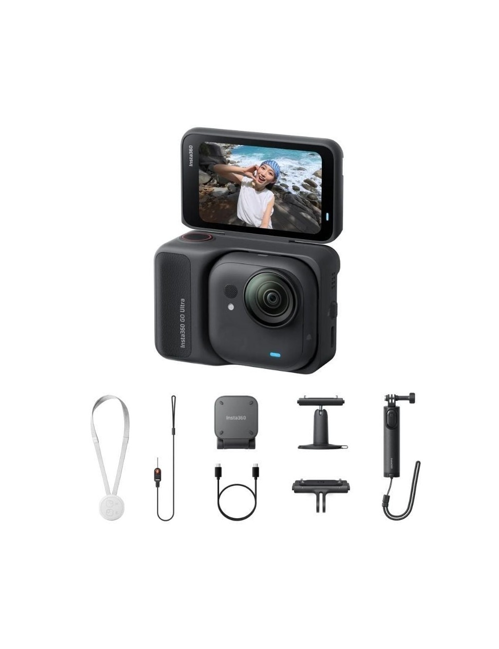 Cámara Digital Deportiva Insta360 GO Ultra Pack Creador/ 4K/ Ángulo de visión 360º/ Negra