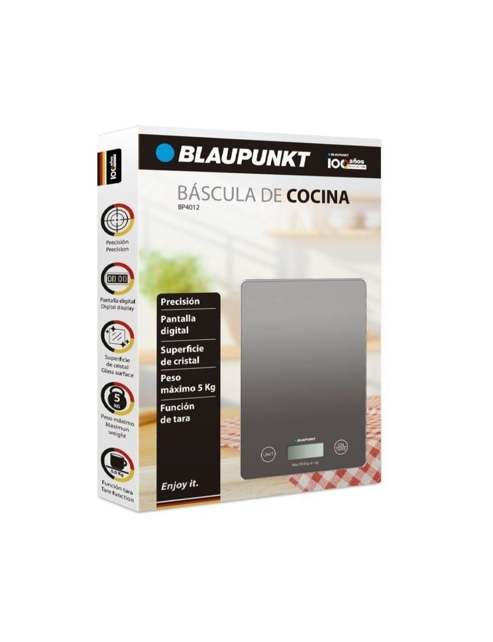 Báscula de Cocina Electrónica Blaupunkt BP4012/ hasta 5kg/ Gris