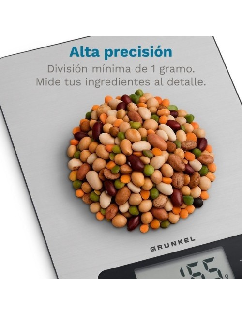 Báscula de Cocina Electrónica Grunkel BC-COOKXT/ hasta 5kg/ Plata