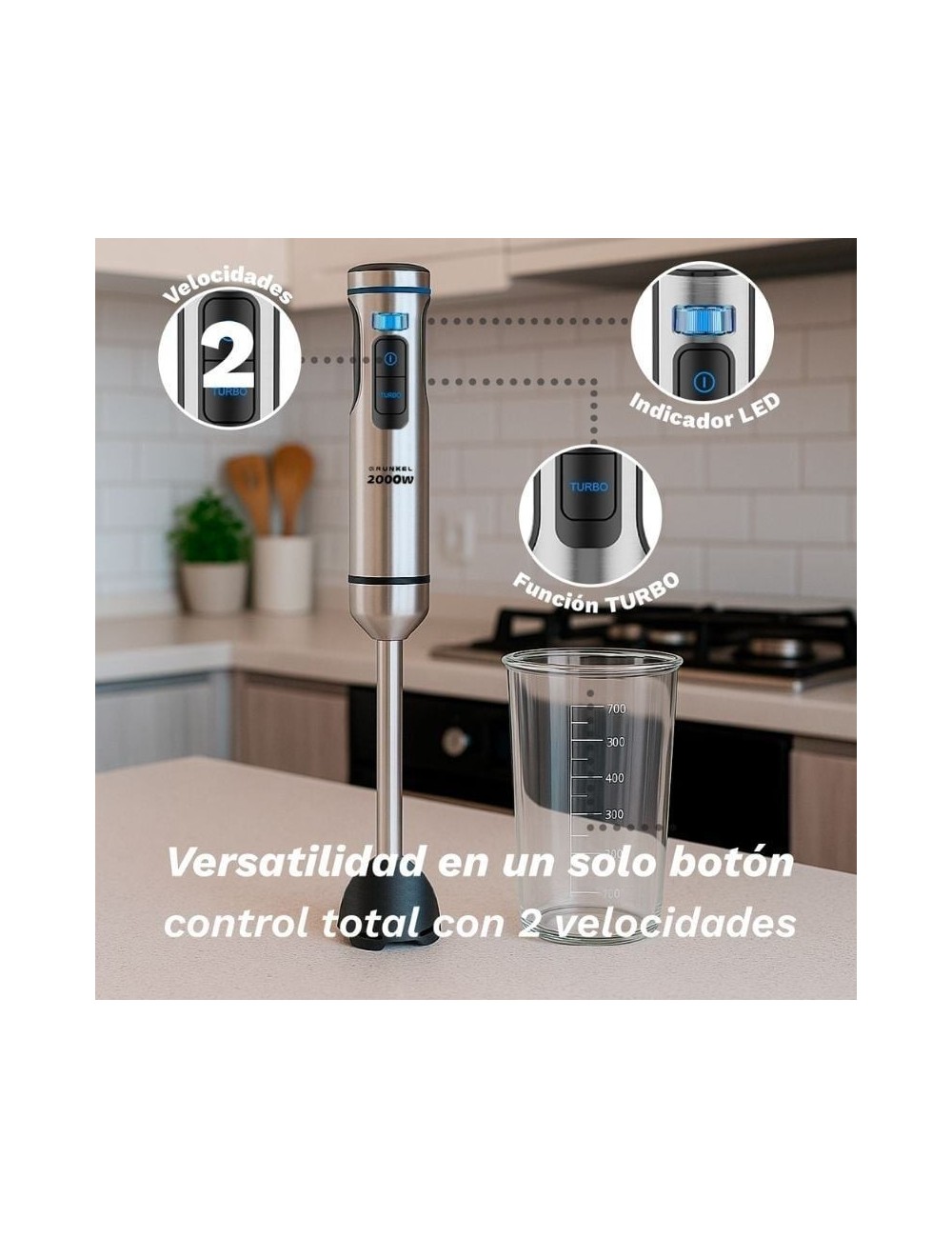 Batidora de mano Grunkel BM-2000EXTREME/ 2000W/ Capacidad 0.8L