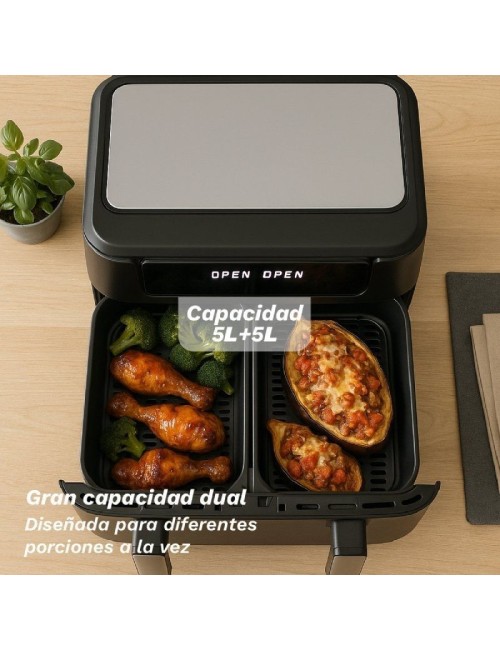Freidora por Aire Airfryer / Sin Aceite Grunkel Dualflexifryer/ 2800W/ Capacidad 10L