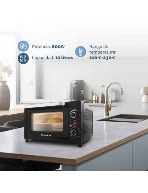 Horno de Sobremesa Grunkel HR-10MINI/ 1600W/ Capacidad 10L/ Negro