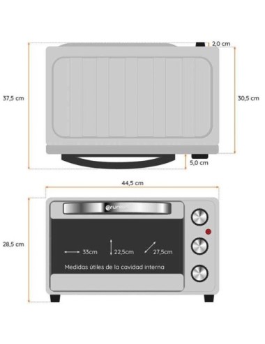 Horno de Sobremesa Grunkel HR-23SILVER/ 1600W/ Capacidad 23L/ Plata