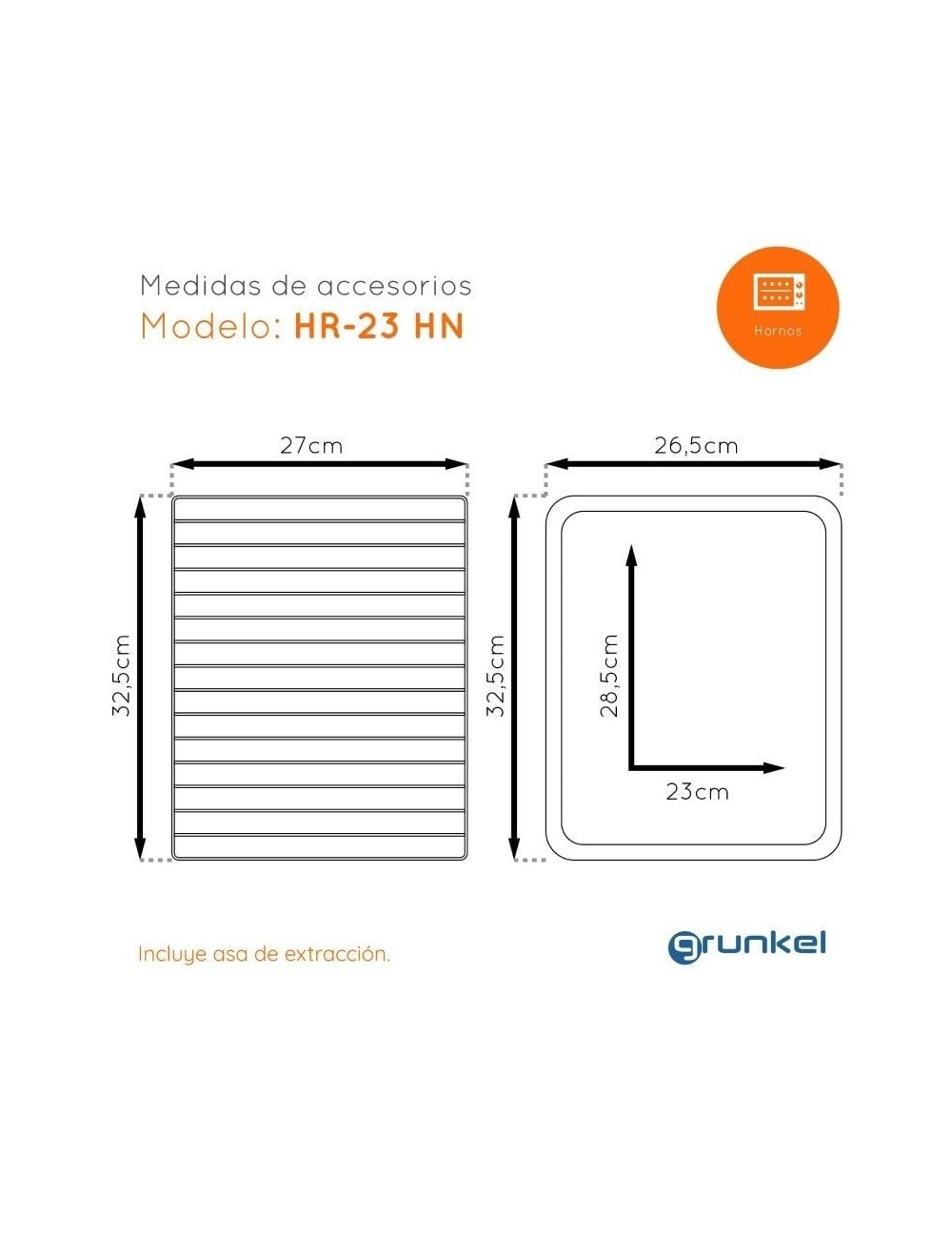 Horno de Sobremesa Grunkel HR-23SILVER/ 1600W/ Capacidad 23L/ Plata