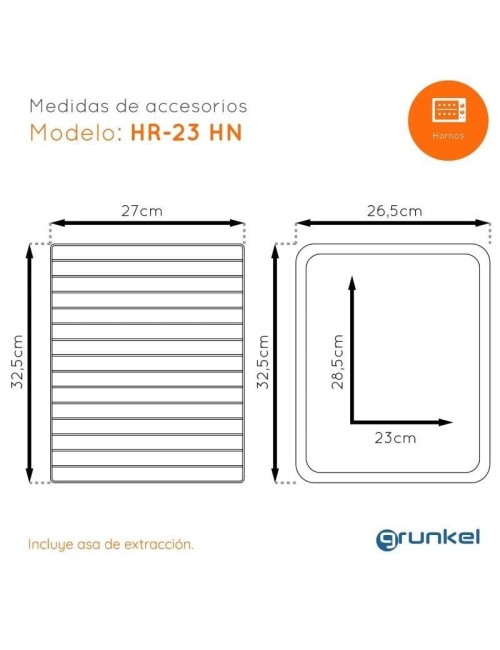Horno de Sobremesa Grunkel HR-23SILVER/ 1600W/ Capacidad 23L/ Plata