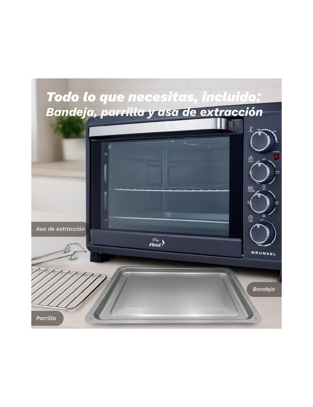 Horno de Sobremesa Grunkel HR-38PRO/ 2000W/ Capacidad 38L/ Negro