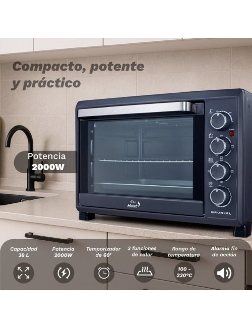 Horno de Sobremesa Grunkel HR-38PRO/ 2000W/ Capacidad 38L/ Negro