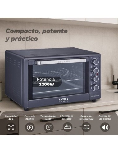Horno de Sobremesa Grunkel HR-48PROMAX/ 2200W/ Capacidad 48L/ Negro