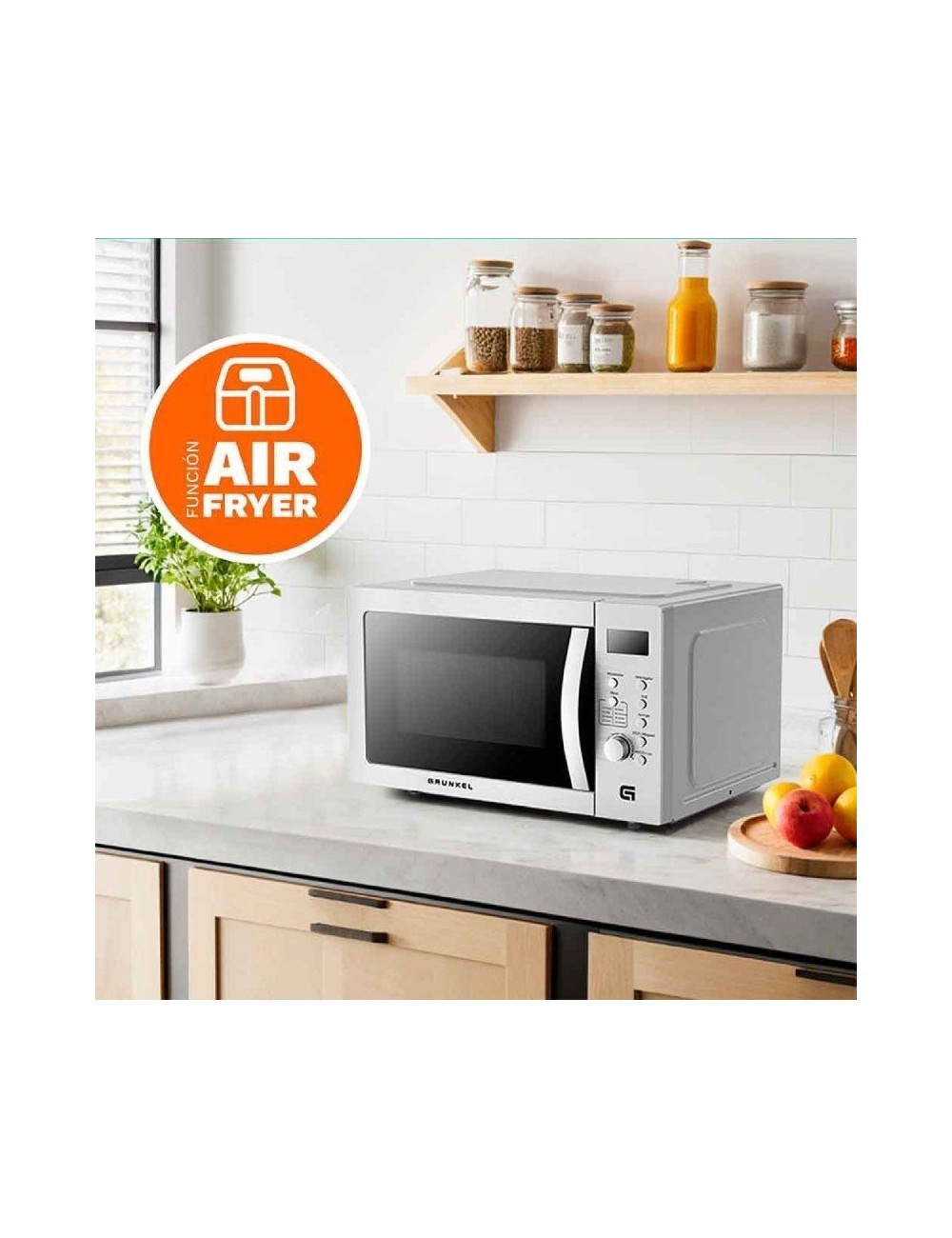 Microondas Grunkel MW-28AIRFRYER/ 900W/ Capacidad 28L/ Función Grill/ Función Airfryer/ Plateado