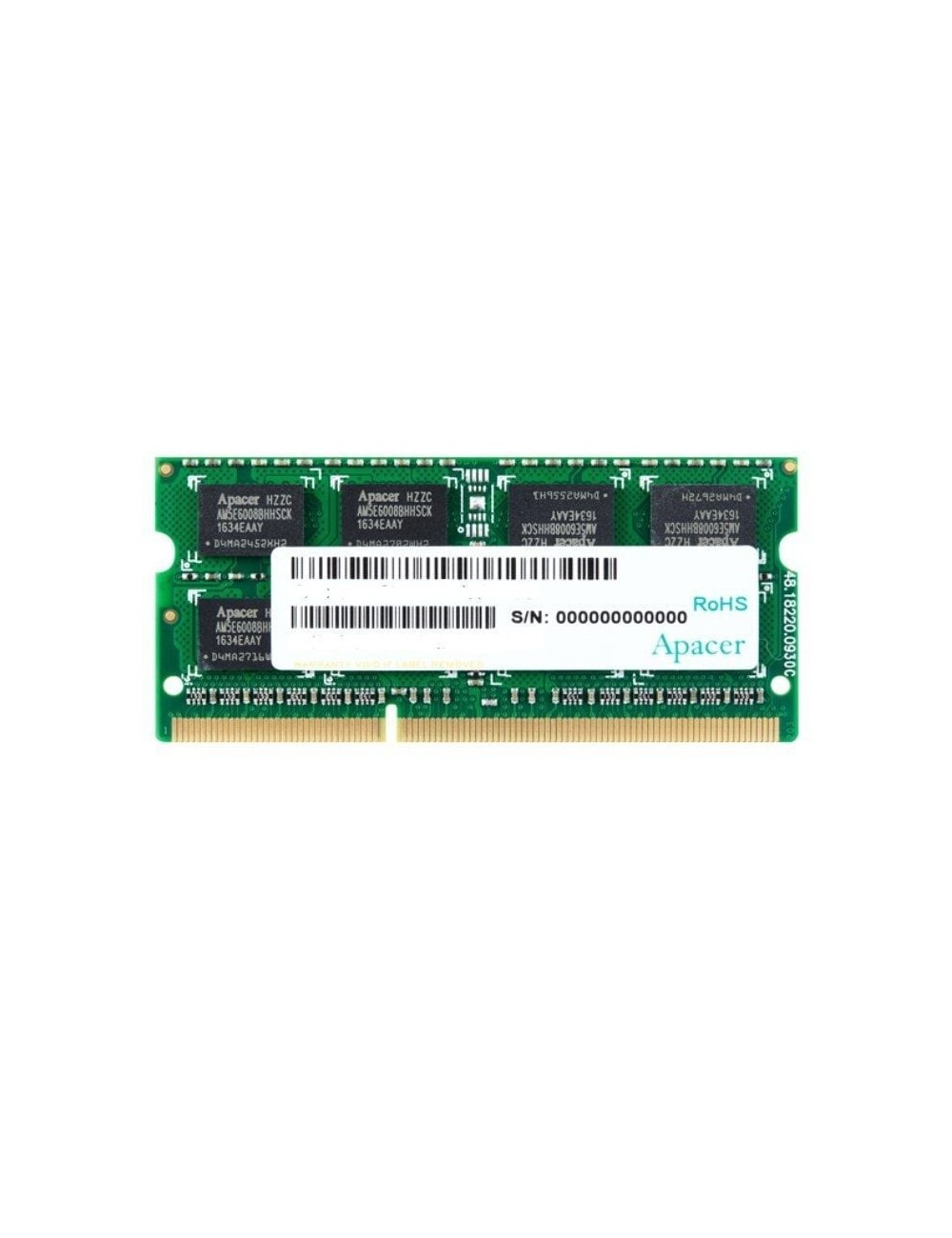 Memoria RAM Apacer DS.04G2K.KAM 4GB/ DDR3/ 1600MHz/ 1.5V/ CL11/ SODIMM