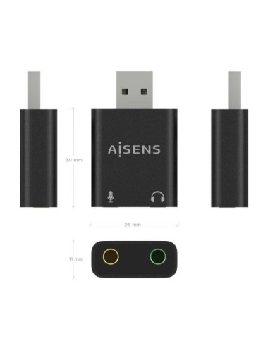 Tarjeta de Sonido Aisens A106-0768/ USB Macho - 2x Jack 3.5 Hembra