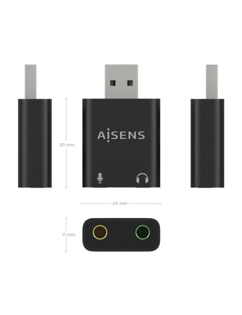 Tarjeta de Sonido Aisens A106-0768/ USB Macho - 2x Jack 3.5 Hembra