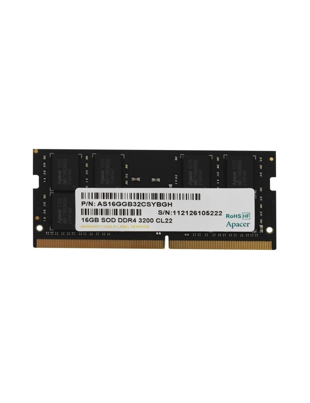 Memoria RAM Apacer ES.16G21.GSH 16GB/ DDR4/ 3200MHz/ 1.2V/ CL22/ SODIMM