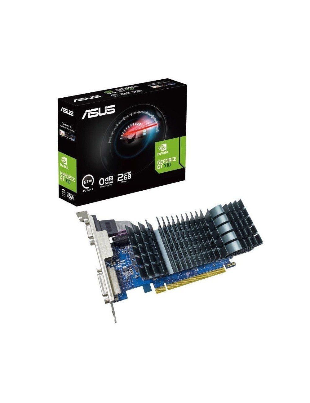 Tarjeta Gráfica Asus GeForce GT 710 SL EVO BRK/ 2GB GDDR5/ Compatible con Perfil Bajo