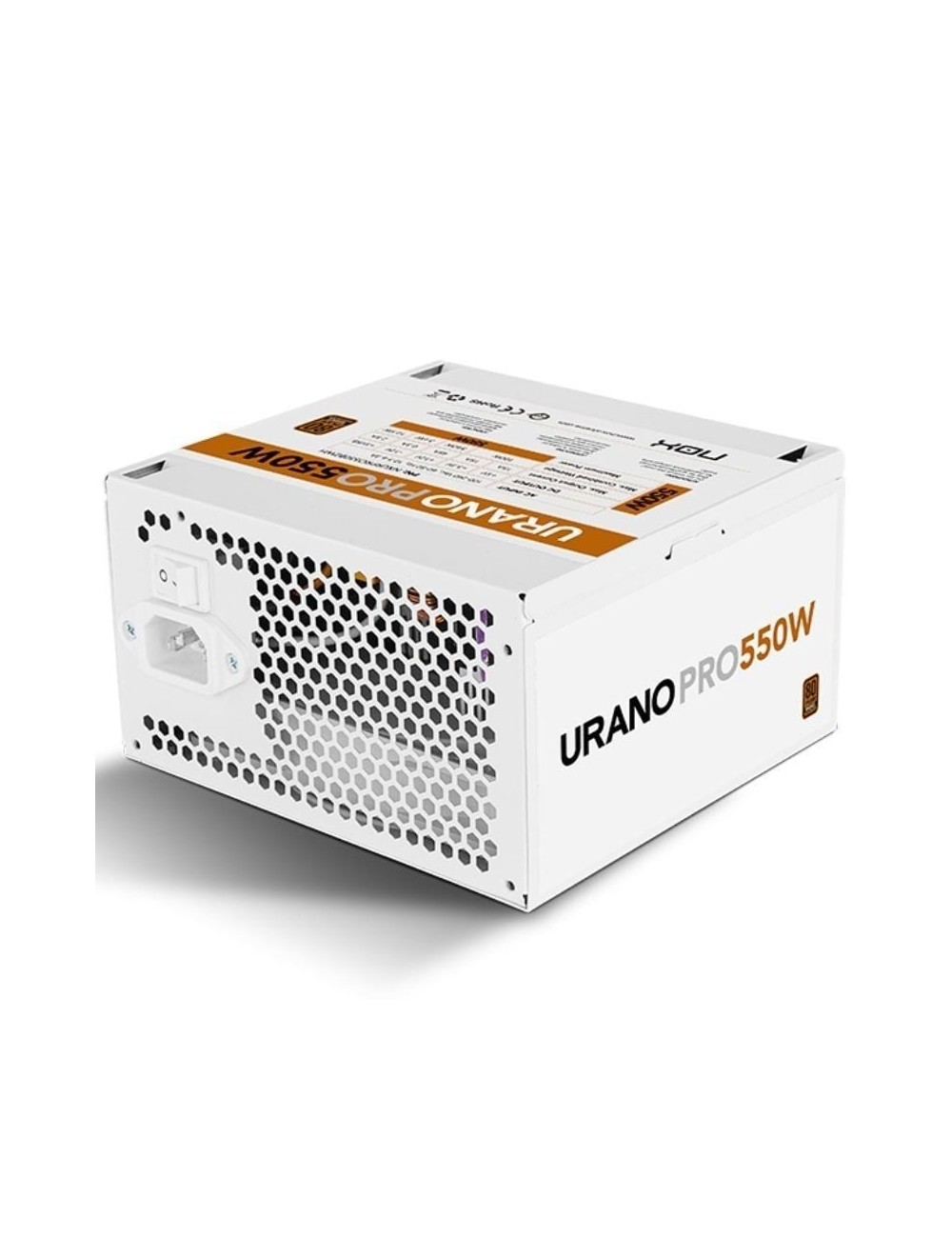 Fuente de Alimentación Nox Hummer Urano Pro White/ 550W/ Ventilador 12cm/ 80 Plus Bronze/ Blanca