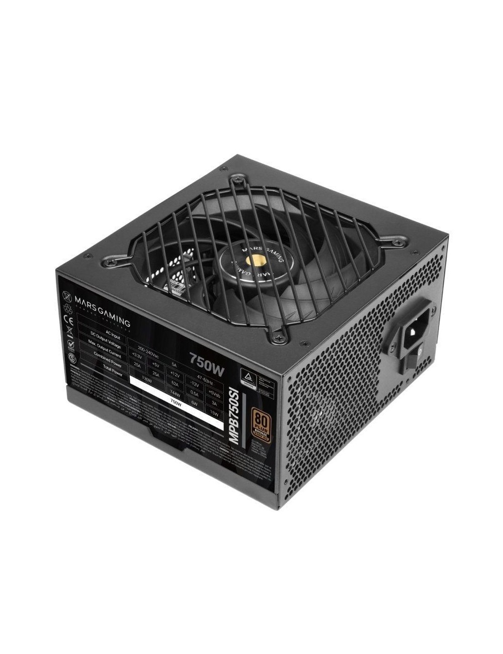 Fuente de Alimentación Mars Gaming MPB750SI/ 750W/ Ventilador 12cm/ 80 Plus Bronze