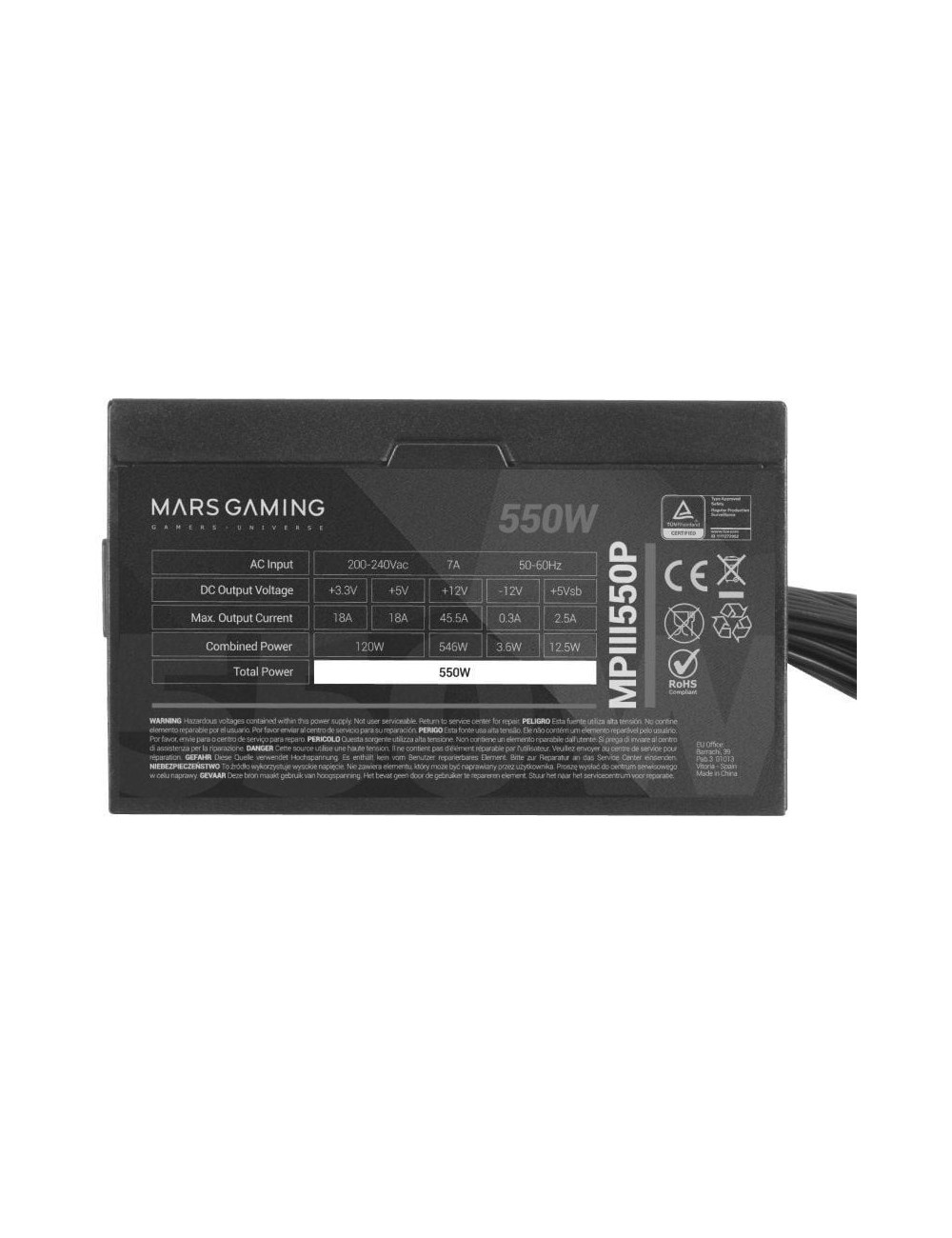 Fuente de Alimentación Mars Gaming MPIII550P/ 550W/ Ventilador 12cm