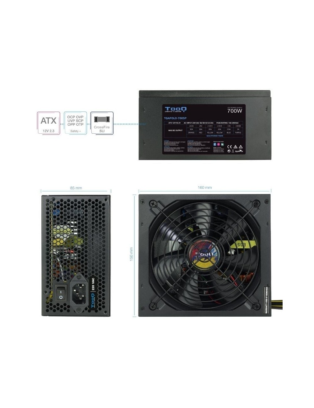 Fuente de Alimentación TooQ TQAPOLO-700SP/ 700W/ Ventilador 14cm