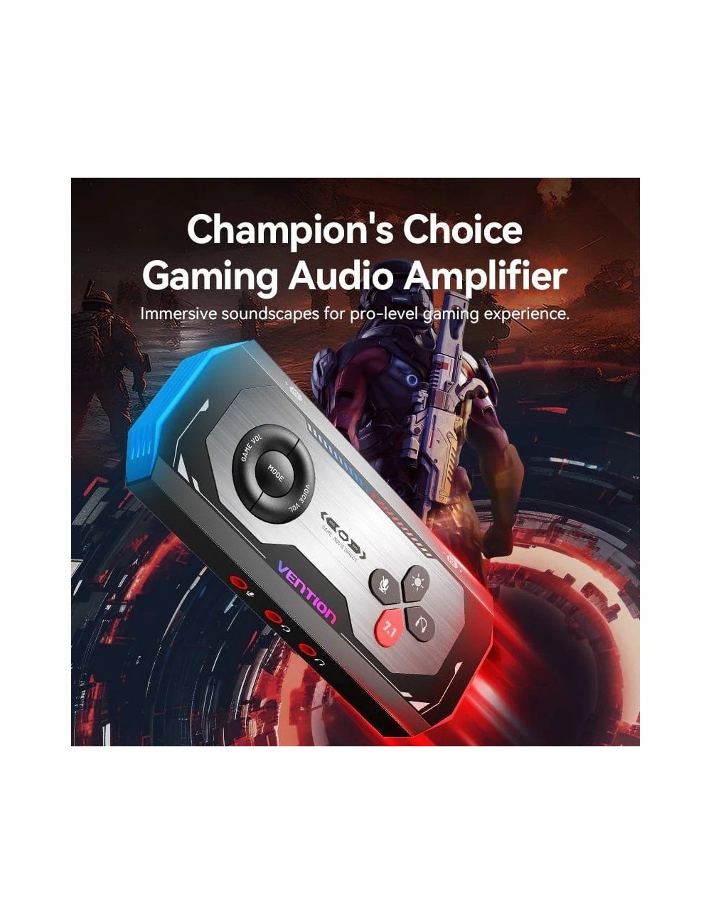 Tarjeta de Sonido Gaming con Amplificador Vention CVAB0/ USB Tipo-C Macho - 3xJack 3.5 Hembra