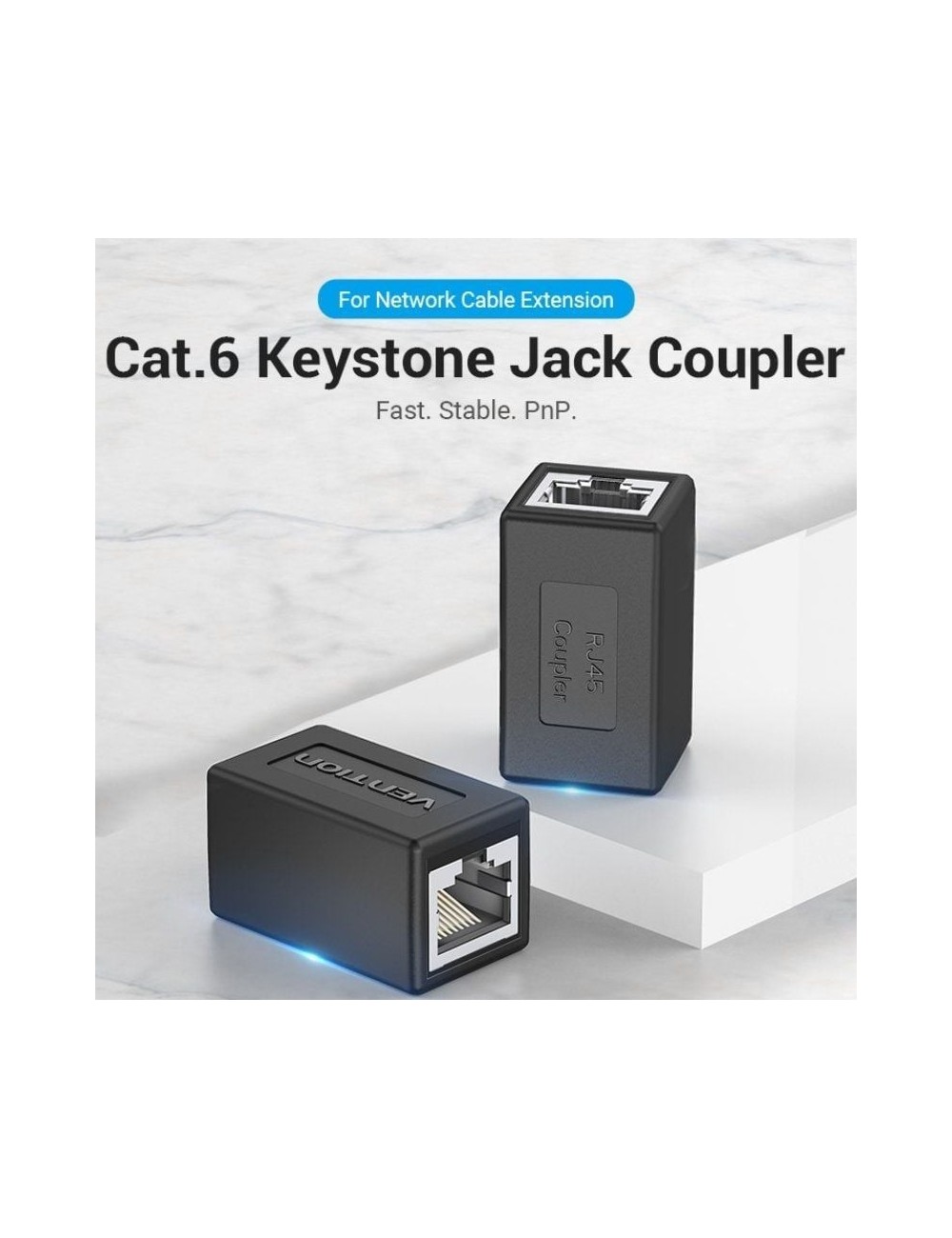Adaptador Conector RJ45 Vention IPVB0-5/ Cat.6 FTP/ RJ45 Hembra - RJ45 Hembra/ 5 uds/ Negro
