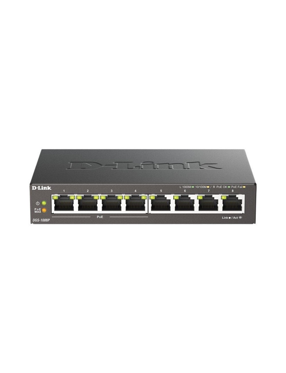 Switch D-Link DGS-1008P 8 Puertos/ RJ-45 Gigabit 10/100/1000/ PoE