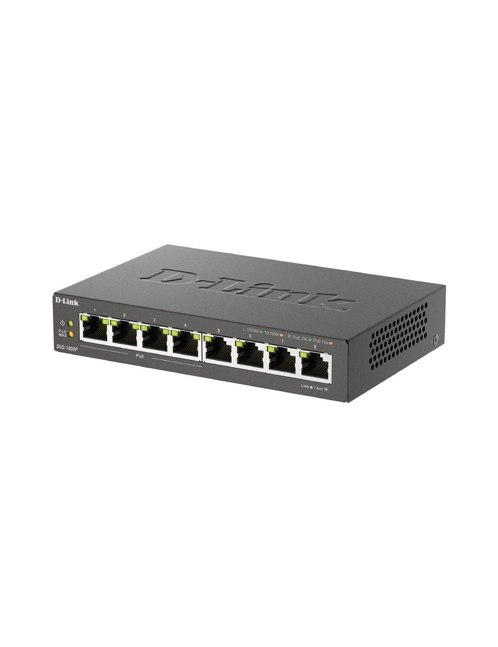 Switch D-Link DGS-1008P 8 Puertos/ RJ-45 Gigabit 10/100/1000/ PoE