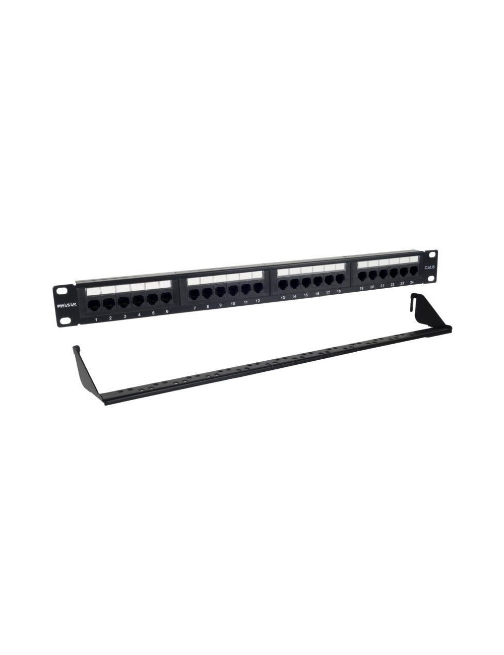 Patch Panel Phasak PU 2424/ 24 Puertos/ Cat.6/ Altura 1U/ Gestión de Cables