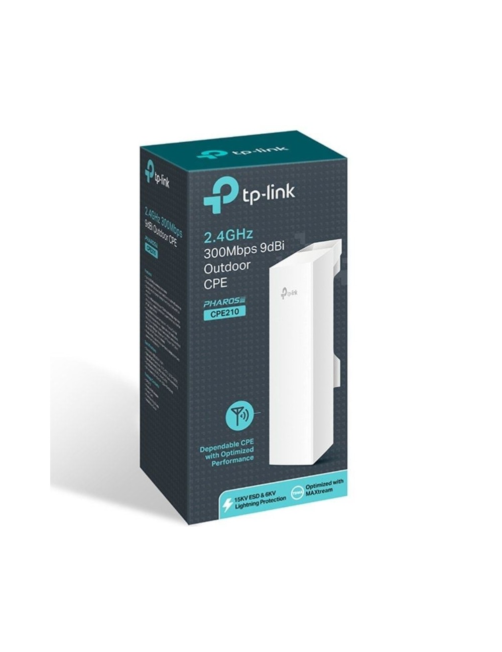 Punto de Acceso Repetidor Inalámbrico TP-Link CPE210 PoE 300Mbps/ 2.4GHz/ Antena de 9dBi/ WiFi 802.11n/b/g
