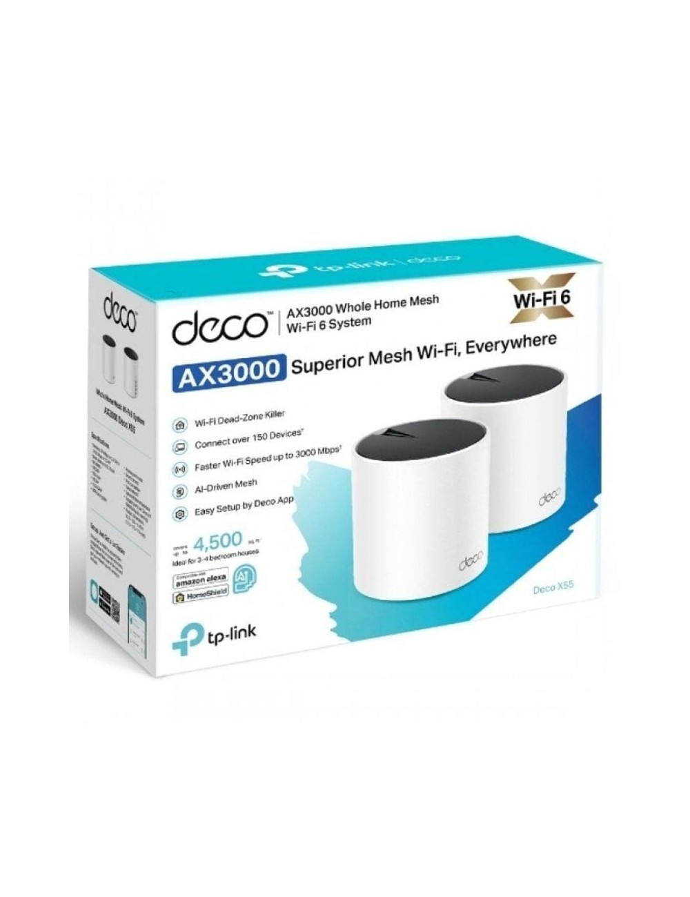 Sistema Mesh TP-Link Deco X55 3000Mbps/ 2.4GHz 5GHz/ Pack de 2
